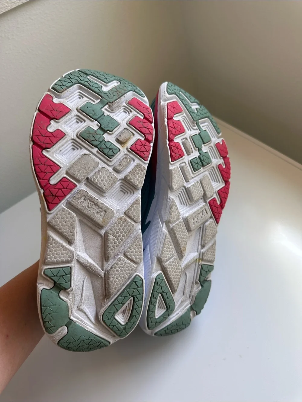 Hoka One One Women’s Teal and Pink Trail/Running Sneakers